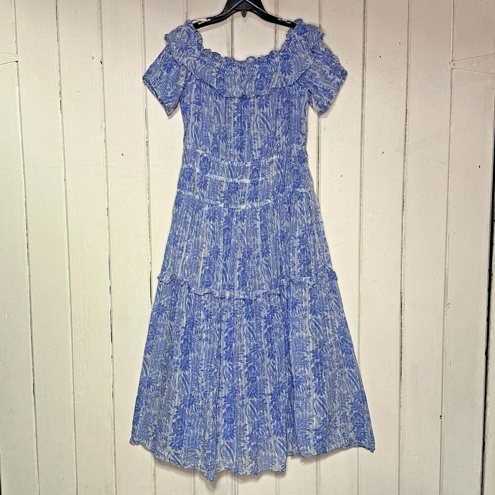 INC International Concepts Size XL Off-Shoulder Floral Print Ruffle Maxi Dress